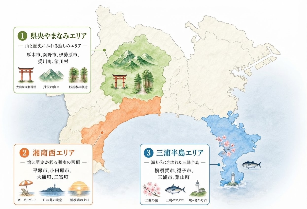 神奈川の観光エリアのイメージ